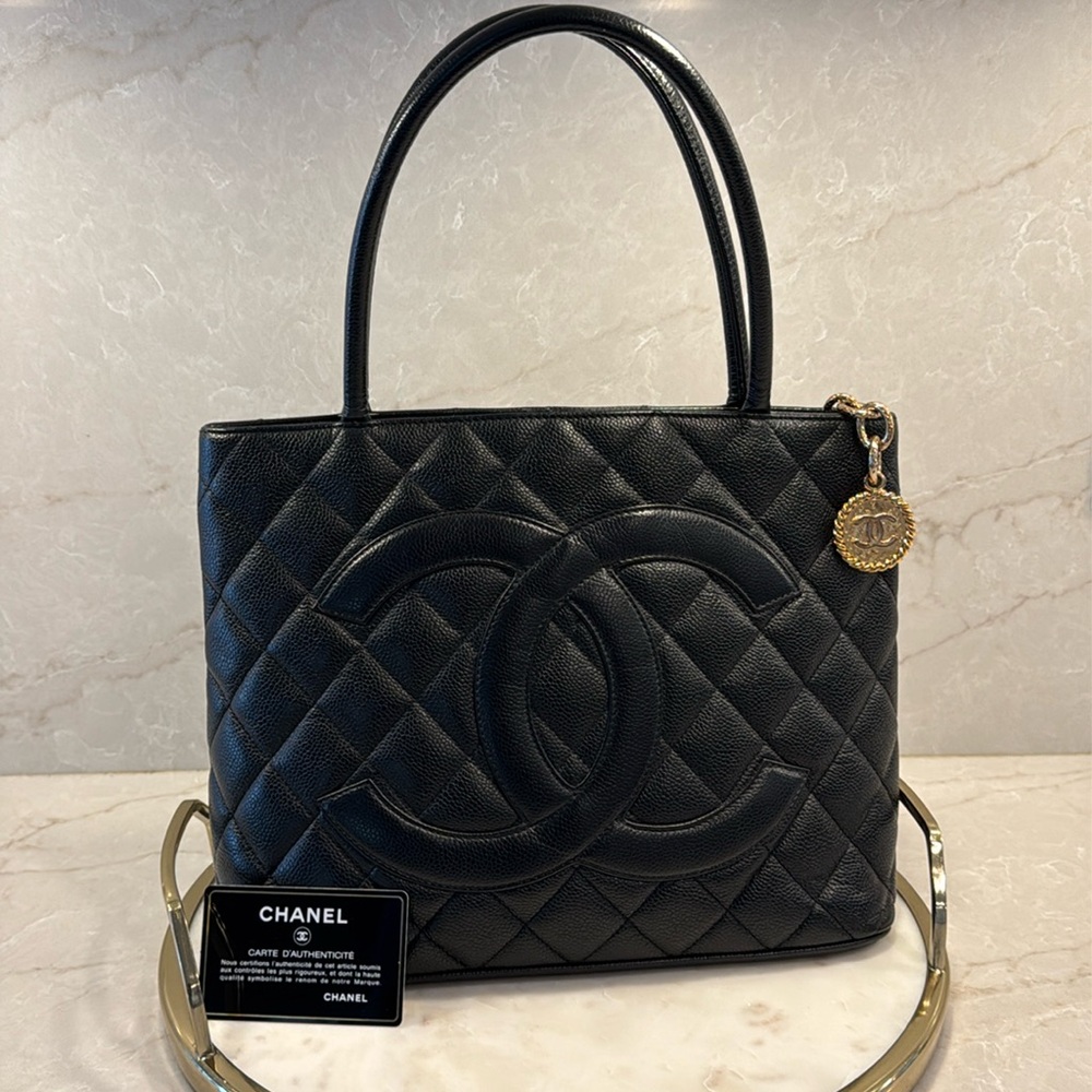 CHANEL Medallion Tote Quilted Caviar Leather